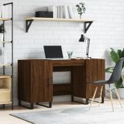 Alivia Wooden Computer Desk With 2 Doors In Brown Oak