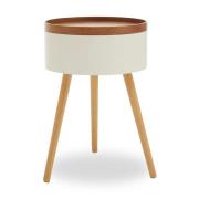 Varna Storage Wooden Round Side Table In Oak