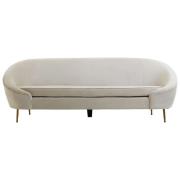 York Velvet 3 Seater Sofa In Beige With Gold Metal Legs