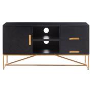 Kassel Mango Wood TV Stand With 1 Door 2 Drawers In Black