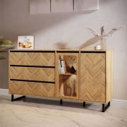 Narva Wooden Sideboard 2 Doors 3 Drawers In Spica Oak