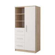 Oxnard Wooden Highboard With 1 Door 3 Drawers In Sonoma Oak