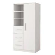 Oxnard Wooden Highboard With 1 Door 3 Drawers In Matt White