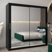 Tavira III Mirrored Wardrobe 2 Sliding Doors 200cm In Black