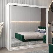 Tavira III Mirrored Wardrobe 2 Sliding Doors 200cm In White