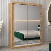 Tavira III Mirrored Wardrobe 2 Sliding Doors 150cm In Artisan Oak