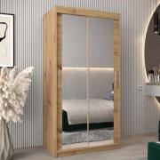 Tavira III Mirrored Wardrobe 2 Sliding Doors 100cm In Artisan Oak