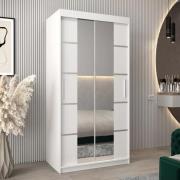 Vevey III Mirrored Wardrobe 2 Sliding Doors 100cm In White