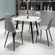 Arta Square White Wooden Dining Table 4 Duo Plastic Grey Chairs