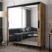 Genoa III Mirrored Wardrobe 2 Sliding Doors 200cm In Chestnut