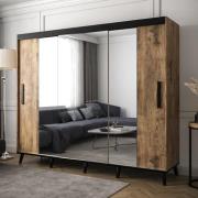 Genoa II Mirrored Wardrobe 3 Sliding Doors 250cm In Chestnut