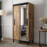 Genoa II Mirrored Wardrobe 2 Sliding Doors 100cm In Chestnut