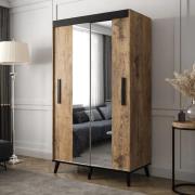 Genoa I Mirrored Wardrobe 2 Sliding Doors 120cm In Chestnut