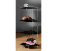 Breta Corner 4 Tier Glass Shelving Unit In Black