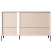 Davis Wooden Chest Of 6 Drawers In Beige With LED