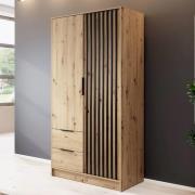 Newport Wooden Wardrobe With 2 Hinged Doors 105cm In Artisan Oak