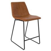 Berlin PU Leather Bar Chair With Black Legs In Caramel Maple