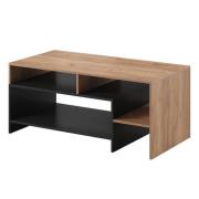 Akron Wooden Coffee Table In Gold Craft Oak And Black