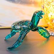 Bogota Glass Turquoise Turtle Ornament In Blue