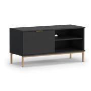 Pavia Wooden TV Stand With 1 Door In Black Portland Ash