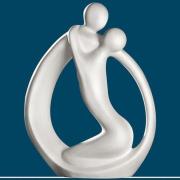 Moline Ceramics Couple Partner Circle Sculpture In White