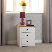 Pavia Bedside Cabinet With 3 Drawers In White And Natural Wax