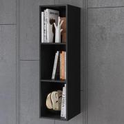 Herrin Wooden Bookcase Wall Hung In Matt Black