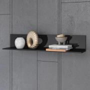 Herrin Wooden Wall Hung Shelf In Black Glass