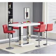 Caprice Large White Gloss Bar Table 6 Coco Bordeaux Stools