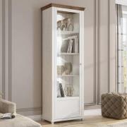 Eilat Wooden Tall Display Cabinet Left In Abisko Ash And LED