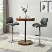 Havana Rustic Oak Wooden Bar Table With 2 Candid Grey Stools