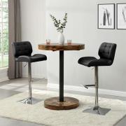 Havana Rustic Oak Wooden Bar Table With 2 Candid Black Stools