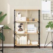 Izola Wooden Bookshelf With 6 Compartments In Sonoma Oak