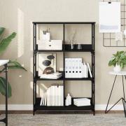 Izola Wooden Bookshelf With 6 Compartments In Black