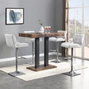 Caprice Small Rustic Oak Wooden Bar Table 4 Candid White Stools