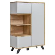 Barrie Wooden Highboard With 3 Doors In Matt Grey