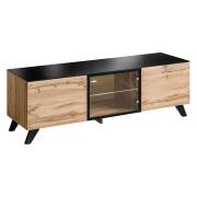 Torino Wooden TV Stand With 3 Doors In Wotan Oak And LED