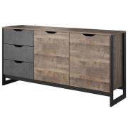 Adkins Wooden Sideboard With 2 Doors 3 Drawers In Grande Oak