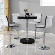 Havana Black Gloss Bar Table With 4 Ritz White Black Stools