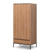 Lowell Wooden Wardrobe With 2 Hinged Doors In Caramel Oak