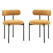 Arras Ochre Polyester Fabric Dining Chairs In Pair