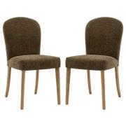Hyeres Moss Green Fabric Dining Chairs With Oak Legs In Pair