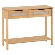 Central Wooden Console Table With 2 Drawers In Oak