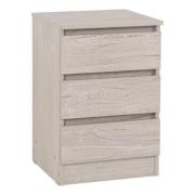 Mcgowan Wooden Bedside Cabinet With 3 Drawers In Urban Snow