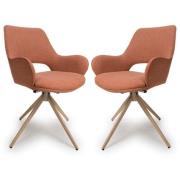 Playa Swivel Brick Fabric Dining Chairs In Pair