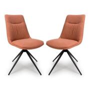 Buxton Swivel Brick Fabric Dining Chairs In Pair