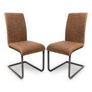 Lansing Tan Faux Leather Dining Chairs In Pair