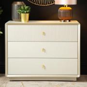 Aveiro Wooden Chest Of 3 Drawers In Cream Elm