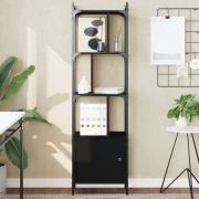 Kavala Wooden Bookcase With 3 Shelves 1 Door In Black