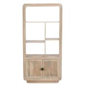 Harvey Carved Mango Wood Bookcase With 2 Doors In Natural